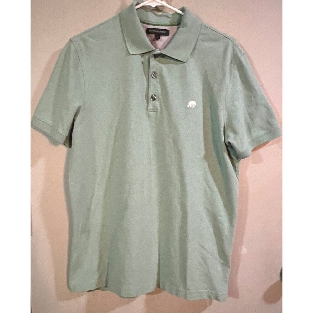 Banana Republic Men's Mint Green Polo Shirt Size L